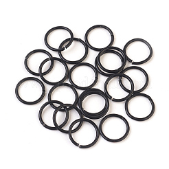 スプレー塗装された鉄のオープン丸カン  ラウンド  ブラック  18ゲージ  10x1mm  内径：8mm&nbsp;IFIN-F149-B12