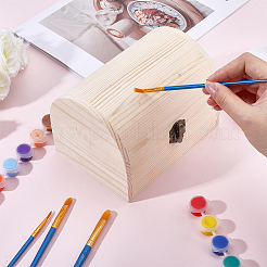 Wood Treasure Chest Storage Boxes with Hinged Lid and Metal Clasps&nbsp;AJEW-GF0014-35B