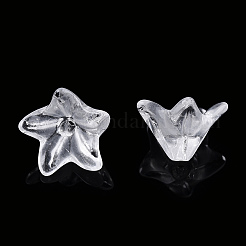 透明ガラスビーズキャップ  緑がかったユリの花  透明  10x12.5x12mm  穴：1.5mm&nbsp;GLAA-A011-09D