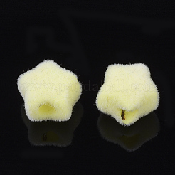 フロッキーアクリルビーズ  スター  ミックスカラー  8x8.5x6mm  穴：2.5mm&nbsp;X-OACR-T005-26