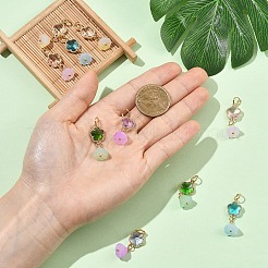 ガラス、合金、アクリルパーツ10個、5スタイル  蓮の鞘のチャーム  304ステンレススチール製丸カン付き  ミックスカラー  35mm  2個/スタイル&nbsp;PALLOY-YW00219
