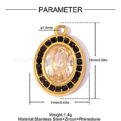 304 Stainless Steel Pave Cubic Zirconia & Rhinestone Charms&nbsp;CU-OY002-20G-02