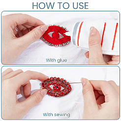10Pcs 5 Colors Polyester & Glass Rhinestone Embroider Thread Iron on/Sew On Patches&nbsp;PATC-GF0002-05
