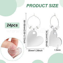 鏡面アクリルワイングラスチャーム24個。  イミテーションパールアクリルビーズと真鍮リング付き  ハート  銀  68~69mm&nbsp;AJEW-BC00007