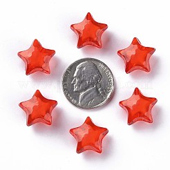 透明なアクリルビーズ  二層ビーズ  多面カット  スター  レッド  14x15x8.5mm  穴：2mm  約518個/500g&nbsp;TACR-S152-02A-712