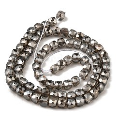 電気メッキ透明ガラスビーズ連売り  多面カット  キューブ  グレー  6x6x6mm  穴：1mm  約67~68個/連  15.5~16インチ（39.4~40.6cm）&nbsp;GLAA-C029-03B-05