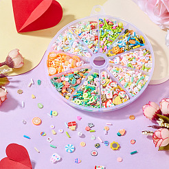 2800個10スタイルの手作りポリマー粘土カボション  プラスチック付き  混合図形  ミックスカラー  2.5~16x1~11x0.3~6mm  280個/スタイル&nbsp;CLAY-SW0001-02