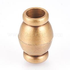 ループ付き真鍮製マグネットクラスプ  ニッケルフリー  オーバル  ブラッシングアンティークブロンズ  18x12mm  穴：6mm&nbsp;KK-K176-03AB