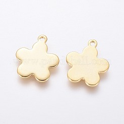 ステンレススチールチャーム201個  花  ゴールドカラー  13.5x12x1mm  穴：1.2mm&nbsp;X-STAS-L234-097G