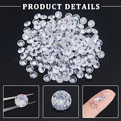 150 個のキュービックジルコニアカボション  グレードA  多面カット  ダイヤモンド  透明  5x3mm&nbsp;ZIRC-PH0001-28