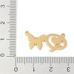 304ステンレスペンダント  文字と蝶のチャーム  文字Q  11.5x25x0.9mm  穴：1.2mm&nbsp;STAS-L279-002G-Q