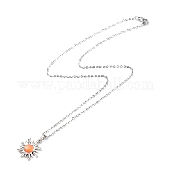 Cat Eye Sun Pendant Necklace with 304 Stainless Steel Cable Chains for Women&nbsp;NJEW-JN03974