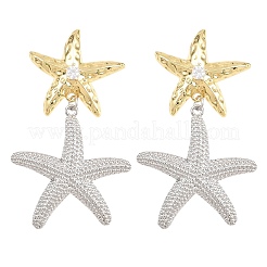 Brass Micro Pave Cubic Zirconia Dangle Stud Earrings&nbsp;EJEW-G471-29D-GP