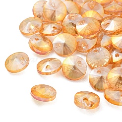 ガラスチャーム  多面カット  コーン  オレンジ  8x4mm  穴：1~1.2mm&nbsp;RGLA-L026-A21