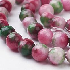 翡翠ビーズ連売り  天然な白翡翠  染め  ラウンド  ミックスカラー  8mm  穴：1mm  約51個/連  15.7インチ&nbsp;G-D264-8mm-M