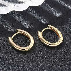 楕円形の真鍮フープピアス  18KGP本金メッキ  14x13x2.5mm&nbsp;EJEW-D320-09G