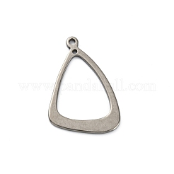 304ステンレススチール2ループリンクペンダント  コネクタチャーム  三角形  ステンレス鋼色  33x22.5x1.5mm  穴：1mmと1.5mm&nbsp;STAS-WH0017-015