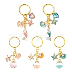 合金エナメルキーホルダー  鉄パーツ  人魚  ピンク  8.2cm&nbsp;KEYC-FS00004