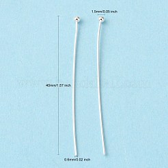 真鍮のボールヘッドピン  カドミウムフリー＆鉛フリー  シルバーカラー  サイズ：約0.6 mm厚  長さ40mm  ヘッド：1.5mm  約528個/50g&nbsp;X-RP0.6X40mm-S