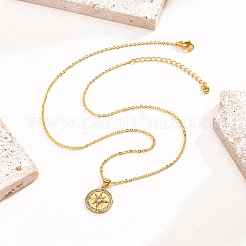 Brass Clear Cubic Zirconia Compass Pendant Cable Chain Necklaces&nbsp;PW-WG2438B-01