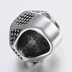 304ステンレスリングビーズ  大穴ビーズ  ライオンと八角形  アンティークシルバー  15x14x18mm  穴：8mm&nbsp;STAS-H446-67AS