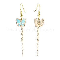 Alloy Enamel Butterfly with Tassel Dangle Earrings&nbsp;EJEW-JE05116