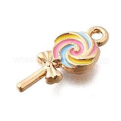 亜鉛合金エナメルペンダント  18KGP本金メッキ  ロリポップ  16x7x2mm  穴：1.4mm&nbsp;FIND-U029-01G-13