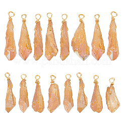 16Pcs Electroplated Raw Rough Natural Quartz Crystal Copper Wire Wrapped Pendants&nbsp;FIND-FG0003-30B