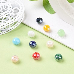 電気メッキガラスビーズ  パール光沢メッキ  多面カット  ロンデル  ミックスカラー  8x6mm  穴：1mm  10色  30個/カラー  300個/箱&nbsp;EGLA-X0006-01F-8mm