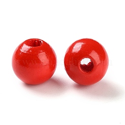 プリントウッドビーズ  ラウンド  レッド  14x13mm  穴：2.5mm&nbsp;WOOD-Z002-16A
