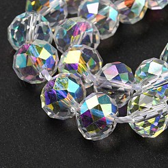 ガラス模造オーストリアクリスタルビーズ  ファセットロンデル  クリアAB  8x6mm  穴：1.4mm  約66個/連  15.55''（39.5センチメートル）&nbsp;GLAA-F108-05B-1