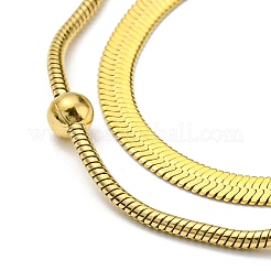 304 Stainless Steel Herringbone & Satellite Chains Double Layer Necklaces&nbsp;BJEW-K257-05G