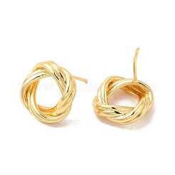Rack Plating Brass Hollow Out Round Knot Stud Earrings for Women&nbsp;EJEW-F308-03G