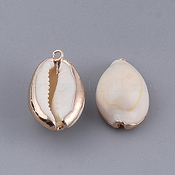 Electroplate Cowrie Shell Pendants&nbsp;X-SSHEL-S261-11