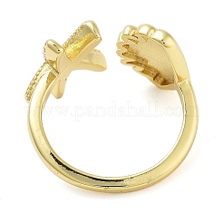 Brass Open Cuff Rings for Women&nbsp;LS-RJEW-Z072-02G-04