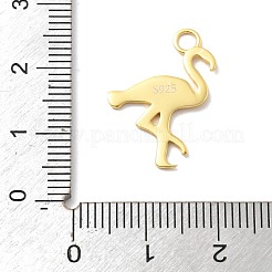 動物925スターリングシルバーペンダント  ゴールドカラー  フラミンゴの形  21.5x16x1mm  穴：2.5mm&nbsp;STER-Z012-03G-03