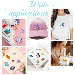 38Pcs Ocean Theme Polyester Computerized Embroidery Iron On/Sew On Patches&nbsp;PATC-WR0001-28