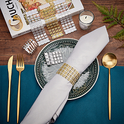 24個4スタイルの合金製ナプキンリングとプラスチックラインストーン、ポリエステル製ナプキンホルダー装飾  レストランデイリーアクセシロエス  ミックスカラー  4style /バッグ&nbsp;AJEW-AR0001-16
