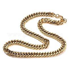 304ステンレススチールチェーンネックレス  カニカン付き  ゴールドカラー  21.6インチ〜24.4インチ（55cm〜62cm）x10~12mm&nbsp;NJEW-N0038-04