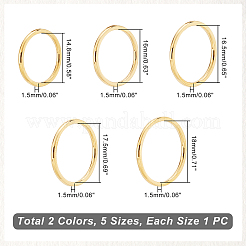 10個 10スタイル 201 ステンレススチール プレーンバンドリング レディース  ゴールデン·ステンレス鋼色  内径：14.8~18mm  1個/スタイル&nbsp;RJEW-UN0001-09