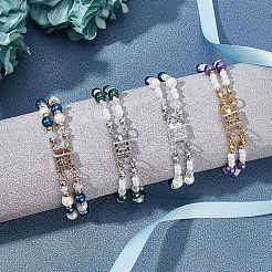 40セット4色304ステンレススチールボックス留め具  マルチ連クラスプ  1連売り  2ホール  花の長方形  ミックスカラー  4mm  穴：15x10x3mm  1セット / カラー&nbsp;STAS-UN0023-03