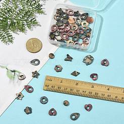 天然淡水染めシェルペンダント50個  混合図形  ミックスカラー  10.5~17x9.5~13x2mm  穴：1.2~1.8mm&nbsp;SHEL-FS0001-17