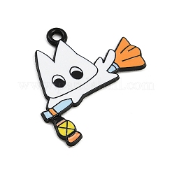 ハロウィンアロイエナメルペンダント  ブラック  猫の形  24x26x1mm  穴：1.6mm&nbsp;ENAM-P259-01C-EB