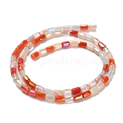 電気メッキガラスビーズセット  多面カット  コラム  オレンジ  6~6.5x4mm  穴：0.8mm  約80個/連  20.12~20.24インチ（51.1~51.4cm）&nbsp;EGLA-D030-08E
