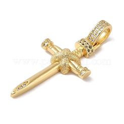 Rack Plating Brass & Cubic Zirconia Pendants&nbsp;KK-L216-054G-01