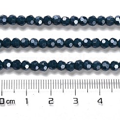 不透明ガラスビーズスタンド  ファセット（32ファセット）  ラウンド  プルシアンブルー  4mm  穴：0.7mm  約87~93個/連  32~33cm&nbsp;EGLA-A035-P4mm-A35