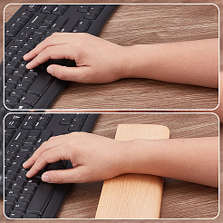 2個 2スタイル 木製キーボードレスト＆マウスレスト リストセット  長方形  湯通しアーモンド  156~300x77~80x20.5~21.5mm  1個/スタイル&nbsp;AJEW-GA0009-53