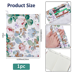 花柄の布製ブックカバー  ノートブックラップ  長方形  ホワイト  210x160x9mm&nbsp;DIY-WH0888-422C