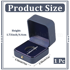PUレザー製記念コイン収納ボックス  正方形  ブルー  70x70x44mm&nbsp;AJEW-WH20054-229A