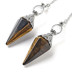 Natural Tiger Eye Hexagonal Pointed Dowsing Pendulums&nbsp;G-P552-05P-08